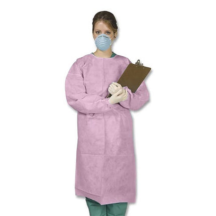 iSmile Isolation Gown VP Tie Back w/ Elastic Cuffs Pink M/L (50)