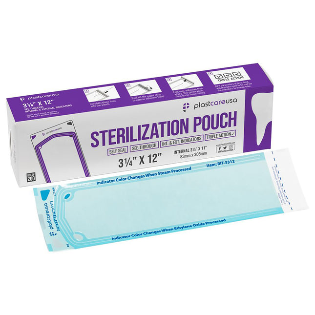 Plastcare Sterilization Pouches 3-1/4" x 12" (200)