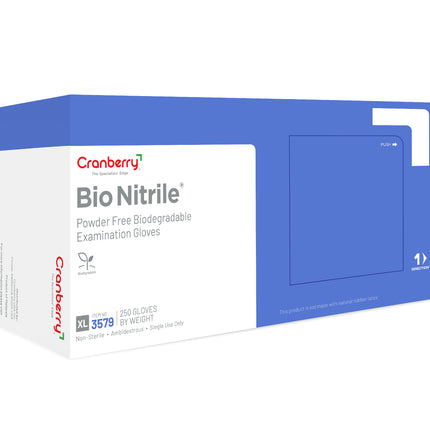 Cranberry BioNitrile PF Biodegradable Exam Glove Blue XL (250)