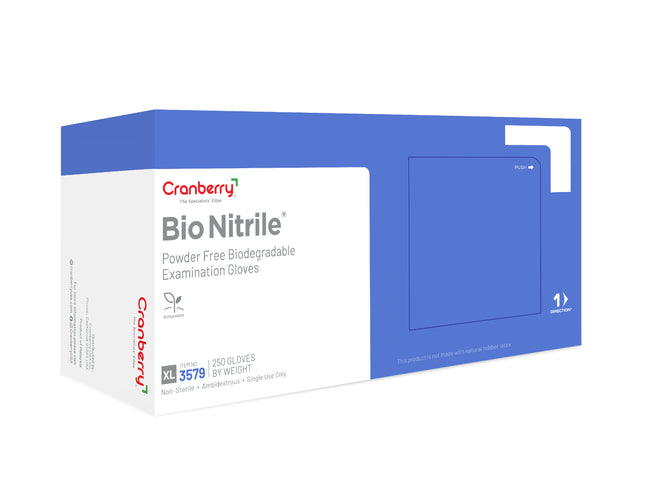 Cranberry BioNitrile PF Biodegradable Exam Glove Blue XL (250)
