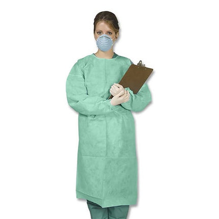 iSmile Isolation Gown VP Tie Back w/ Elastic Cuffs Green M/L (50)
