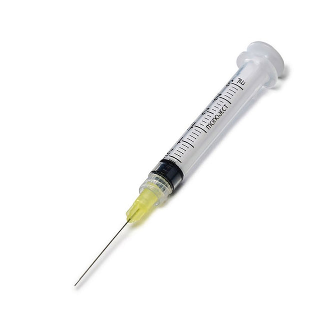 Monoject Endodontic Luer Lock Syringe 3cc 27ga x 1-1/4" Yellow 100