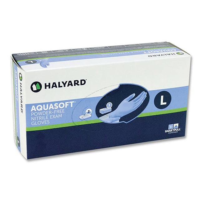 HALYARD AQUASOFT Nitrile PF Exam Glove Aqua Blue L (300)