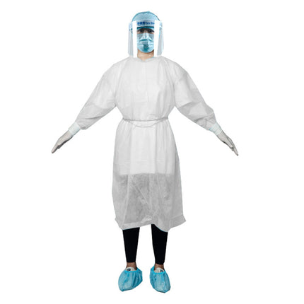 iSmile Isolation Gown VP Tie Back w/ Knit Cuffs White M/L (50)