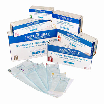 Safe-Dent Sterilization Pouches 7-1/2" x 13" (200)