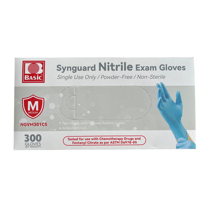Synguard Nitrile PF Exam Glove Blue M (300)