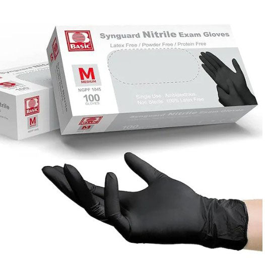 Synguard Nitrile PF Exam Glove Black M (100)