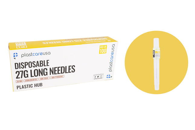 Dental Needle Plastic Hub 27ga Long 35mm Yellow (100)