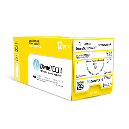 DemeGUT PLAIN Sutures 3/0 Plain Catgut 3/8 18 19mm (12)