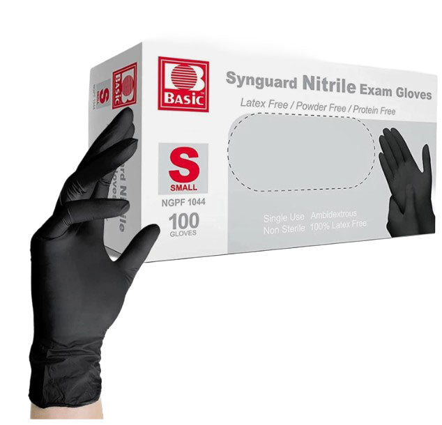 Synguard Nitrile PF Exam Glove Black S (100)