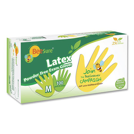 BeeSure Latex PF Exam Glove Natural S (100)