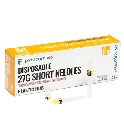 Dental Needle Plastic Hub 27ga Short 21mm Yellow (100)
