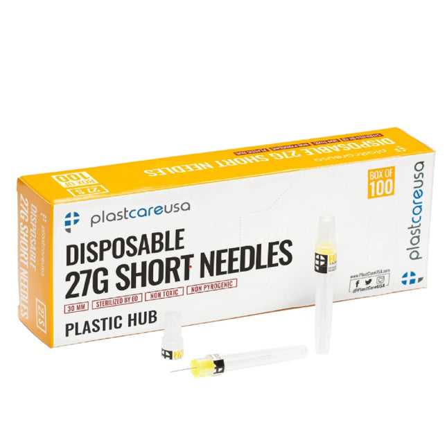 Dental Needle Plastic Hub 27ga Short 21mm Yellow (100)