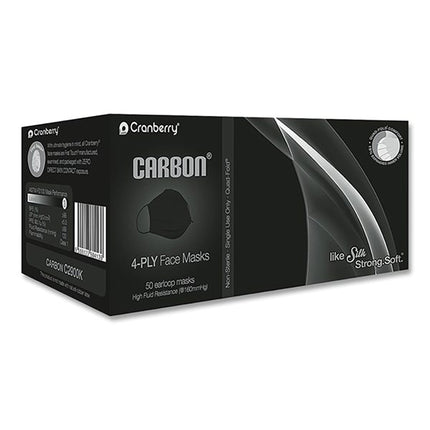 Cranberry Carbon Earloop Mask Level 3 Black (50)