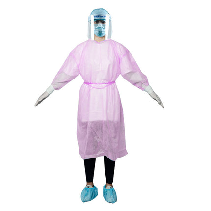 iSmile Isolation Gown VP Tie Back w/ Knit Cuffs Pink M/L (50)