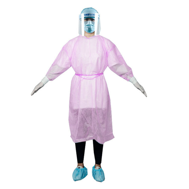 iSmile Isolation Gown VP Tie Back w/ Knit Cuffs Pink M/L (50)