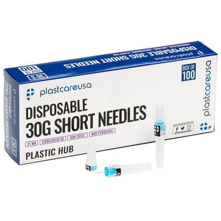 Dental Needle Plastic Hub 30ga Short 25mm Blue (100)