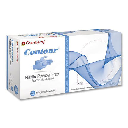 Cranberry Contour Nitrile PF Exam Glove Blue XS (100)